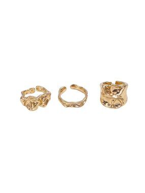 3/$20 NIP | 3 Pack Gold Abstract Molten Sculptural Statement Rings 6